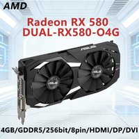 ASUS RX 580 8G placa de vídeo DUAL RX580 O4G GDDR5 256bit GPU PCI-E 3.0 HDMI DVI DP 8pin Double Fan for Desktop PC graphics card