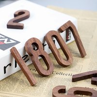 1PCS Walnut Wooden House Number 3D Numeral Door Plaque with Backing Adhesive Hotel Home Sticker Address Mail Box Label #0-9
