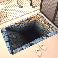 VIKAMA Stone Cellar Black Hole Design Doormat - Washable for Bathroom, Bedroom, Living Room, Camping, Yoga Mat, Home Decor