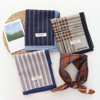 100% Cotton Striped Fresh All-Match Small Square Towel 2025 New Fashion Closed Toe Scarf for Square Scarf Women Headband