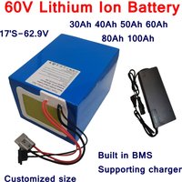 17S 60V 30Ah 40Ah 50Ah 60Ah 80ah 100Ah lithium ion battery pack for 2000W 3000w 4000W 5000W 6000W Electric Scooter, Motorcycle