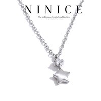 NiNice Stainless Steel Zirconia Star Necklace Pendant Water Resistant Metal Chain Popular Charming Jewelry Gift