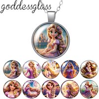 Enrolados Tangel Long hair Princess Rapunzel Round Photo Glass cabochon silver plated/Bronze/Crystal pendant necklace jewelry