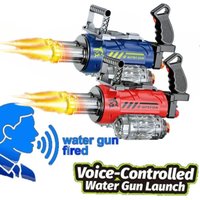 Electric Gatling Water Gun Toy Can AI Voice Control High Pressure Water Pistol Summer Outdoor Shooting Games for Boys Kids Gifts
