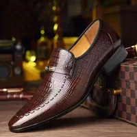 Men's Leather Shoes Business Dress Shoes New Classic Slip on Office Shoes Social Male Loafers Luxury Crocodile Pattern Men Shoe