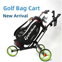 Aluminum Alloy Golf Ball Cart Three-Wheel Golf Cart Stackable Golf Hand-Pulled Cart Golf Ball Bag Car Golf Accessories