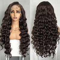 IPARTY Synthetic Lace Front Wig 13X6 Large Lace Long Loose Wave Wigs Dark Brown Pre Plucked with Baby Hair Trendy Wig for Women