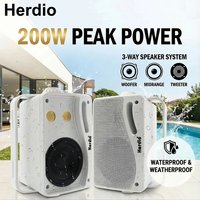Herdio 3,5-Zoll-Außenlautsprecher 200 W wasserdichte Wandhalterungslautsprecher HiFi Passiv verkabelt 3-Wege Premium montierbarer Lautsprecher Schwarz