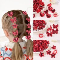 30pcs Red heart-shaped, star-shaped hair band - an elastic ponytail band suitable for daily use and holiday gifts
