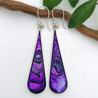 Luxury Water Drop Purple Resin Hanging Earrings For Women Fashion Silvery Color Teardrop Pendant Earrings Charm Jewelry