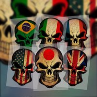 Personalized USA, Germany, UK, France, Italy Flag Skull Head Motorcycle Fuel Tank Cap Body Sticker Creative Car Sticker