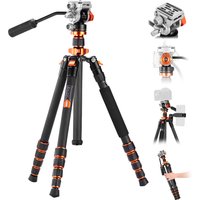 K&F CONCEPT Camera Tripod 68'' Carbon Fiber Tripod with Fluid Head Max Load 11lb Foldable Detachable Monopod for Digital Camera