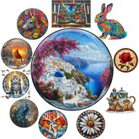 Lovely Rabbit Wooden Animal Jigsaw Fantasy Creatures for Decoration Unique Art Puzzles Unique Shape Intelligent DIY Wood Puzzles