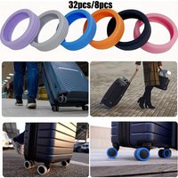 32/8 Stück Verdickte Textur-Kofferradabdeckung aus Silikon, Geräuschlose Trolley-Rad-Schutzhülle, Reisekoffer-Doppelradabdeckung