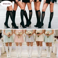 5 Pairs Women's High Quality Fashion Spring and Summer Solid Color Bridesmaid Office Trousers Socks Jk Students Thin Knee Socks