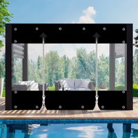 Plandeka PVC z dwoma zamkami błyskawicznymi, pogrubiona 0,55 mm, 650 g/m², wodoodporna plandeka winylowa, zasłony zewnętrzne na patio, pergolę, altanę, werandę.
