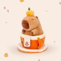 22cm Cute Cartoon Capybara Plush Toys Tea Cup Coaster Kapibala Toys Funny Ornaments Kids Birthday Gift Room Decorative Dolls