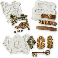 Book Keys Screws Lock Catches Silicone Mold Sugarcraft Cupcake Baking Mold Fondant Cake Decorating Tools