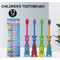 12PCS cartoon animal-shaped soft hair toothbrush for children