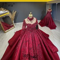 Gorgeous Red Dubai Wedding Dress Ball Gown Pleats African Woman Vintage Beaded Mermaid Grand Party Gowns Vestidos de noche 2026