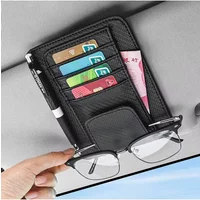 Car Light-blocking Mirror Storage Bag Certificate Sunglasses Placement Hanging Bag Leather Multifunctional Bill Glasses Storage