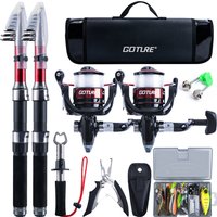 Goture Double Fishing Rod Double Reel Combo Kit 1.8M 2.1M 2.4M 2.7M Carbon Fiber Telescopic Spinning Fishing Tackle With Bag