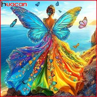 Huacan Diamond Painting Butterfly Fairy Diamond Mosaic Animal Portrait New Collection Picture Of Rhinestones