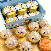 2026 Hot Rainbow Dumpling Squishy with Bead Sensory Squeeze Toys for Stress Relief with Bamboo Steamer Funny Kawaii Toy Gifts