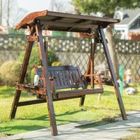 Outdoor swing anticorrosive solid wood adult hanging chair indoor and outdoor carbonized rocking chair villa courtyard wooden ce