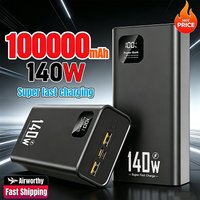 100000mAh Power Bank 140W Ultra Large Capacity Super Fast Charging Portable Power Digital Display External Battery New
