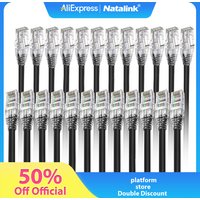 Natalink 24Pack Cat6a Cable Ethernet Patch Cable Slim UTP 0.5/1/2FT 10G 550MHZ 28AWG POE Lan Cable CAT6/6A Patch Panel to Switch