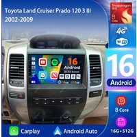 Android 16 Carplay Car Radio Multimedia Player For Toyota Land Cruiser Prado 120 3 III 2002-2009 Autoradio Stereo 2din Head Unit