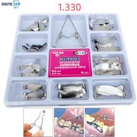 Dental Sectional Matrix System 1.330 Contoured Metal Matrices with Separation Rings & Spring clips for Composite Resin Fillings