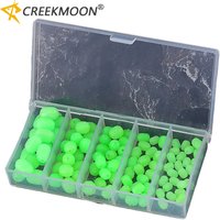 100Pcs Soft Fishing Oval Floats Beads Luminous Light Green Plastic Glowing Balls Night Stoppers Glowing Sink Beads Lure Tackle