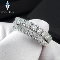 2/3mm Round Cut Moissanite Half Eternity Wedding Bands for Women 925 Sterling Silver Stackable Dainty Rings Anniversary Gift