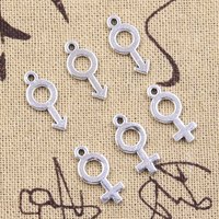 50pcs Charms Gender Female Male Symbol 17x8mm Antique Silver Color Pendants DIY Crafts Making Findings Handmade Tibetan Jewelry