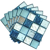 20pcs/set New Self Adhesive Wall Sticker Flat 3D Waterproof Mosaic Tile Wallpaper Oil Resistant Art Decals For Living Room