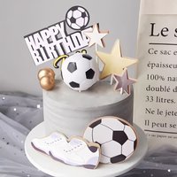 Football Boy Cake Topper with Field Player Figures for Birthday Party Sports Theme Cupcake Decorations Birthday Candle