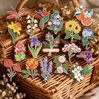 Plant And Insect Pins Metal Brooch In The Shape Of A Purple-Flowered Dragonfly Badge For Denim Jackets Cute And Luxurious Jewelr