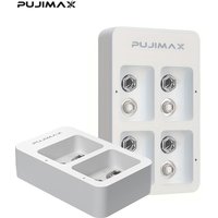 PUJIMAX 2 Slots Smart Fast Battery Charger With LED Indicators USB Cable For 9V Ni-MH/Ni-Cd/Li-ion Rechargeable Batteries