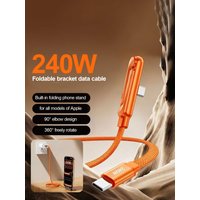 240W USB C To Type C Cable Elbow Fast Charging Data Cable Foldable Stand Phone Holder For iPhone 17/16/15 Samsung Xiaomi Huawei