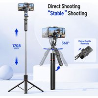 71 Inch Extendable Selfie Stick Tripod with Remote, Phone Holder Compatible with iPhone & GoPro for Video Shooting