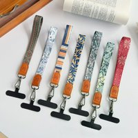 Retro Pattern Webbing Mobile Phone Lanyard, Wrist Wide Version Fashion Bag Key Pendant