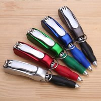 Multifunctional Nail Clipper Ballpoint Pen 0.7 Blue Refill Keychain Pen Portable Foldable ABS Ballpoint Pen Creative Stationery