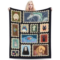 Susuwatari Soot Sprites M-Mononoked Blankets Fleece All Season Aways Princessed Super Warm Throw Blankets for Bed Bedroom