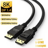 DP 1.4 Cable DisplayPort to DP Support 8K 60Hz 4K 144Hz 120Hz 2K 165Hz 32.4Gbps HDR VRR Video Cable