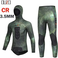 3.5mm Spearfishing Wetsuit Premium Camouflage Open Cell Neoprene Wetsuit Jacket Pants Scuba Diving Suit Hoodie Snorkeling Suits