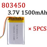 5PCS 803450 3.7V 1500mAh Li-Polymer LiPo Rechargeable Battery With PH 1.25mm 3pin Connector For MP3 DVD PAD Camera GPS