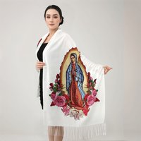 Custom Catholic Virgin Mary Tassel Scarf Women Soft Our Lady of Fatima Long Cashmere Shawl Wrap Ladies Winter Scarves 180*70cm