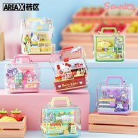 AREAX Sanrio Building Blocks Fruit Flavored Store Manager Toys Hello Kitty Cinnamoroll Kuromi Assembly Model Ornament Gift